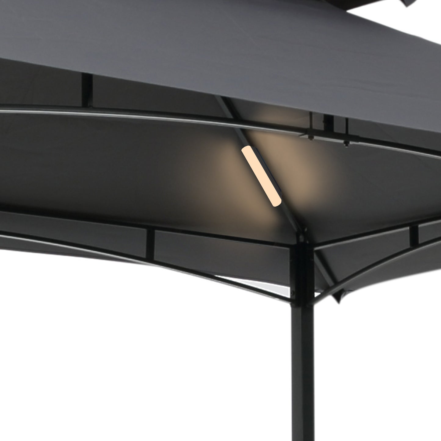 8 x 5 Ft Outdoor BBQ Grill Gazebo With Light, Double Tiered Soft Top Canopy, Steel Frame With Hook And Bar Counters.