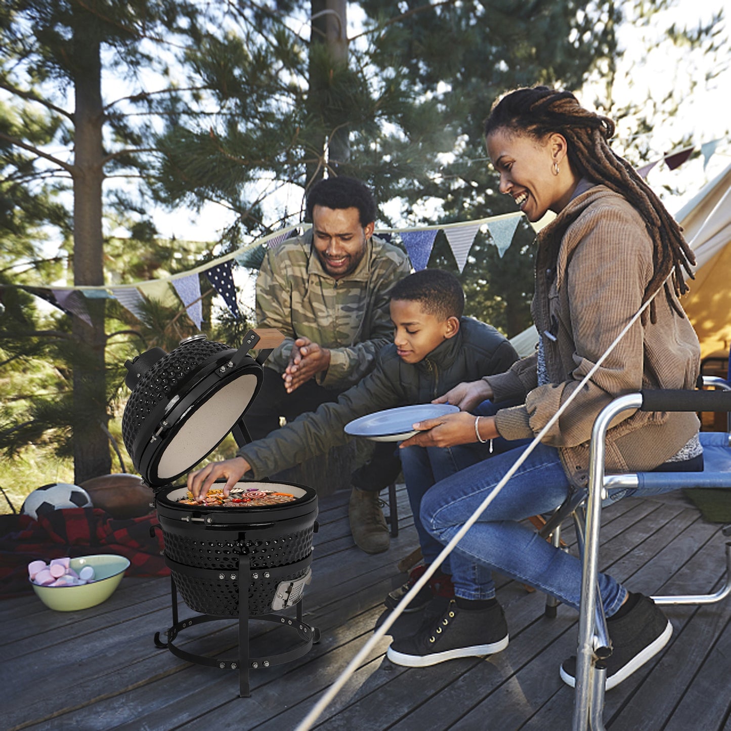 13In Round Ceramic Barbecue Charcoal Grill