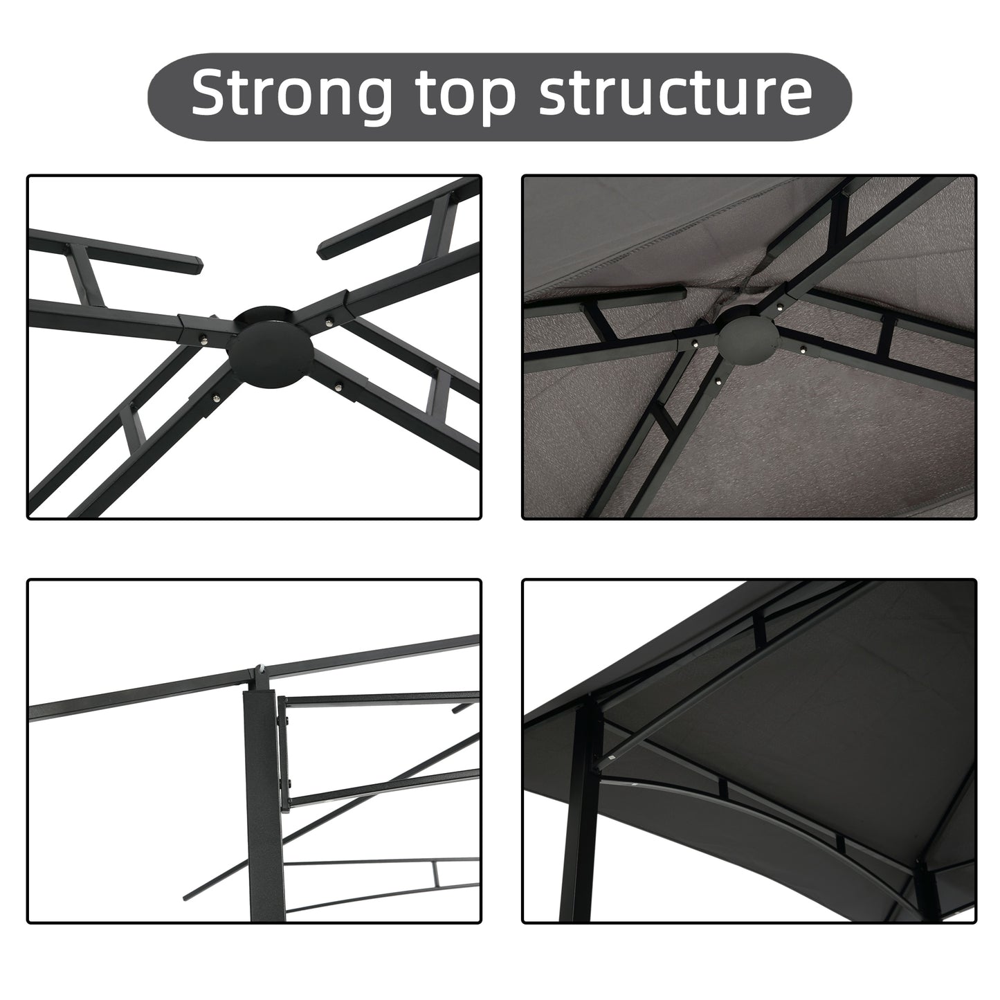 8 x 5 Ft Outdoor BBQ Grill Gazebo With Light, Double Tiered Soft Top Canopy, Steel Frame With Hook And Bar Counters.