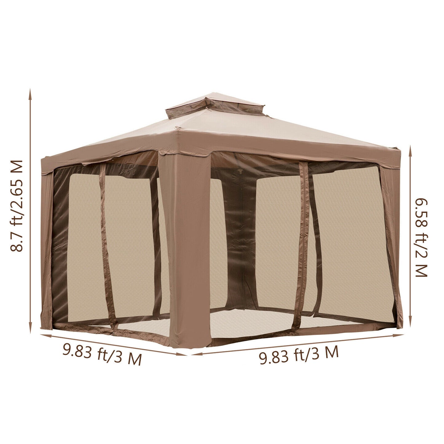 3 Sizes Gazebo Canopy Tent W/ Netting and Sandbags. Add Gazebo EZ-Way Magnetic Screen for easy Entry and Exit.
