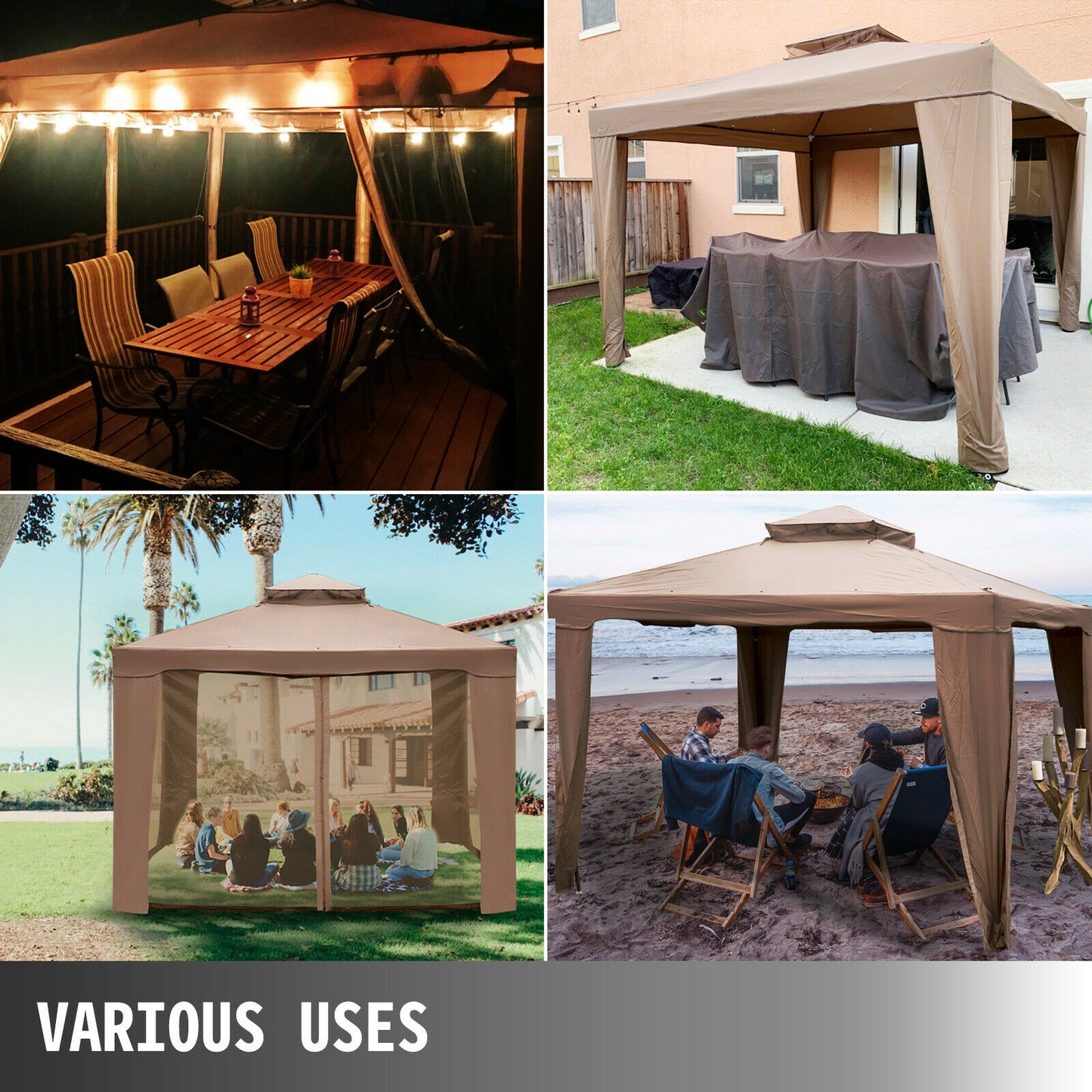 3 Sizes Gazebo Canopy Tent W/ Netting and Sandbags. Add Gazebo EZ-Way Magnetic Screen for easy Entry and Exit.