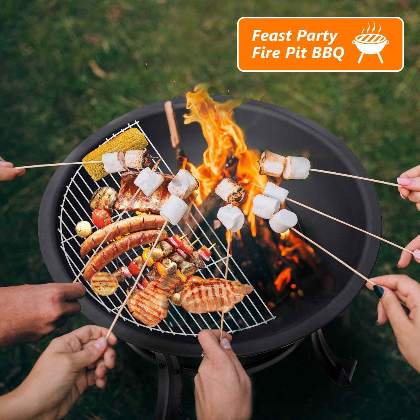 22 Inch Wood Burning Fire Pit for Camping, Picnic, Bonfires, Patio, Outside Backyard