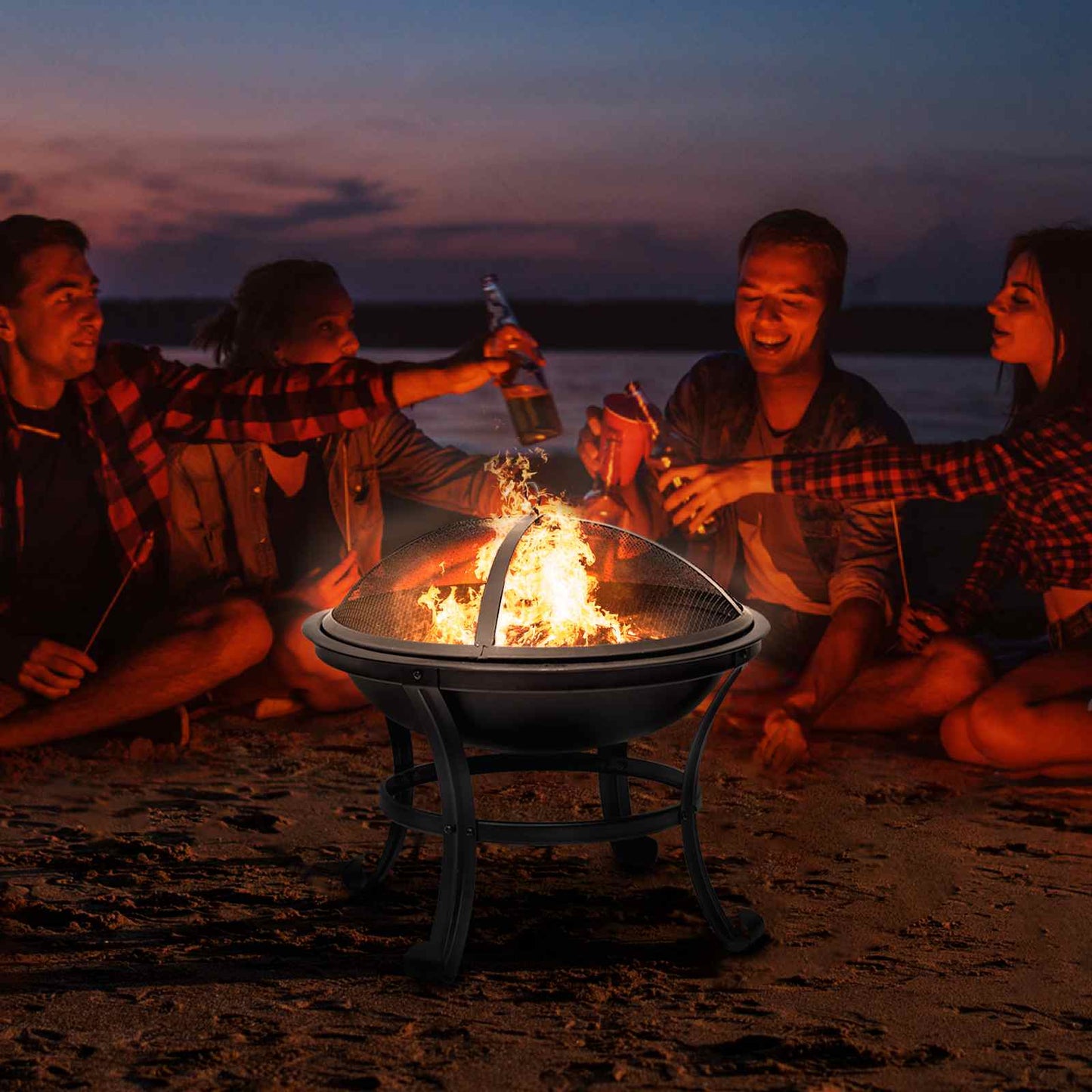 22 Inch Wood Burning Fire Pit for Camping, Picnic, Bonfires, Patio, Outside Backyard