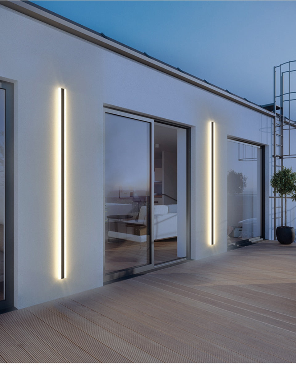 Solar LED Outdoor Lighting, Waterproof Long Wall Lamp for Garden, Porch, Villa, Courtyard, Balcony