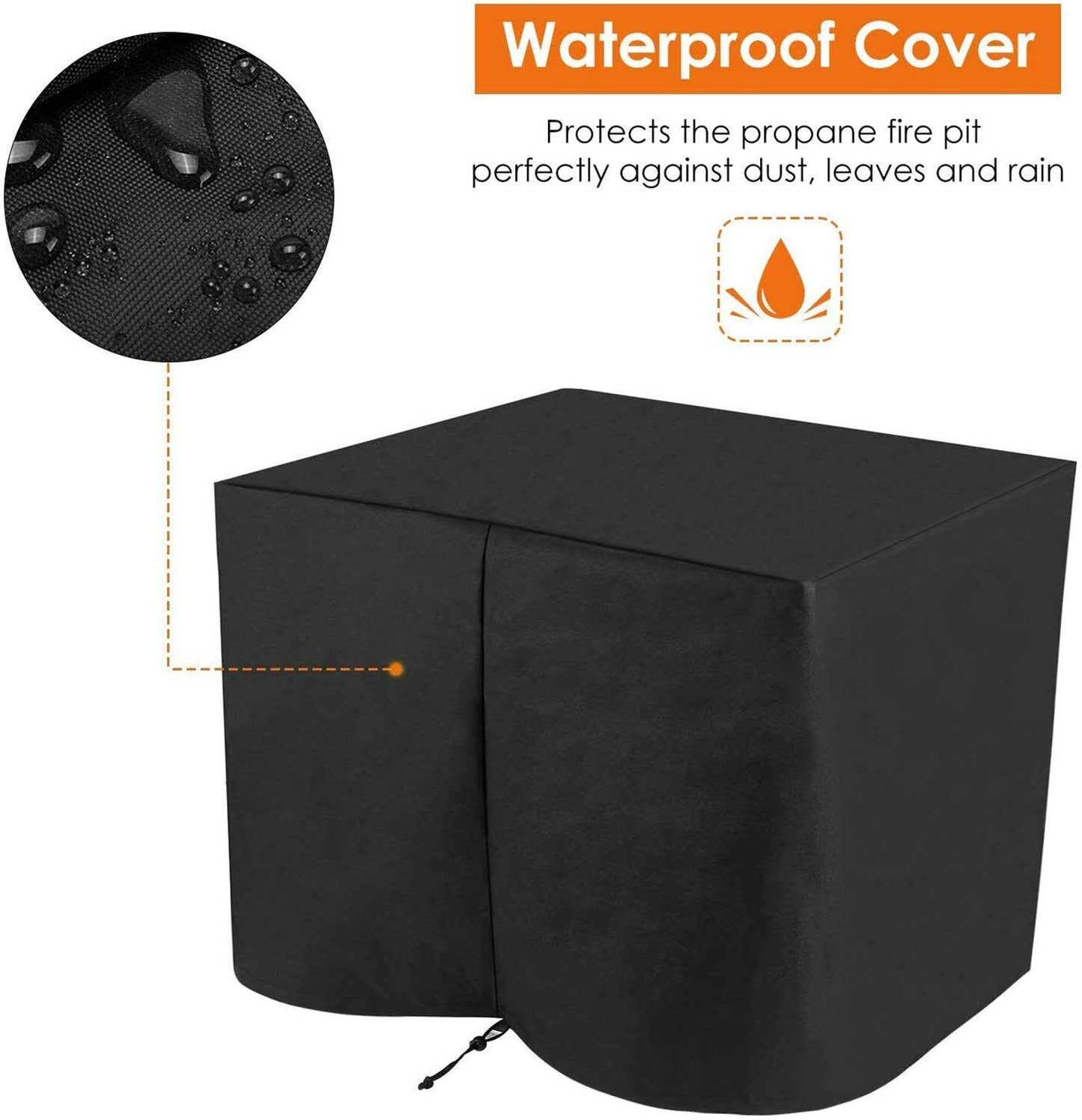 28" Gas Fire Pit Table Square Table W/ Cover, 50,000 BTU, CSA certification and safety valve.