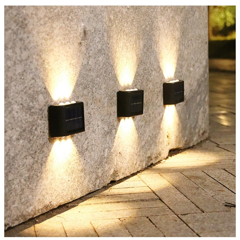6 LED Solar Wall Lamp Outdoor Waterproof Up and Down Luminous Lighting Garden Decoration Solar Lights Stairs Fence Sunlight Lamp