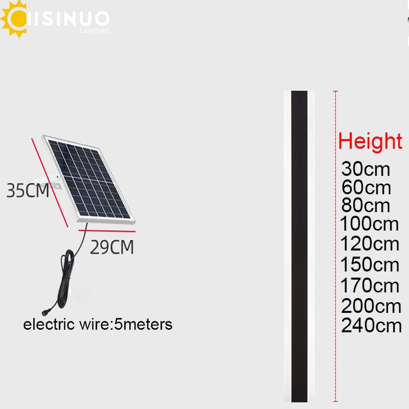 Solar LED Outdoor Lighting, Waterproof Long Wall Lamp for Garden, Porch, Villa, Courtyard, Balcony