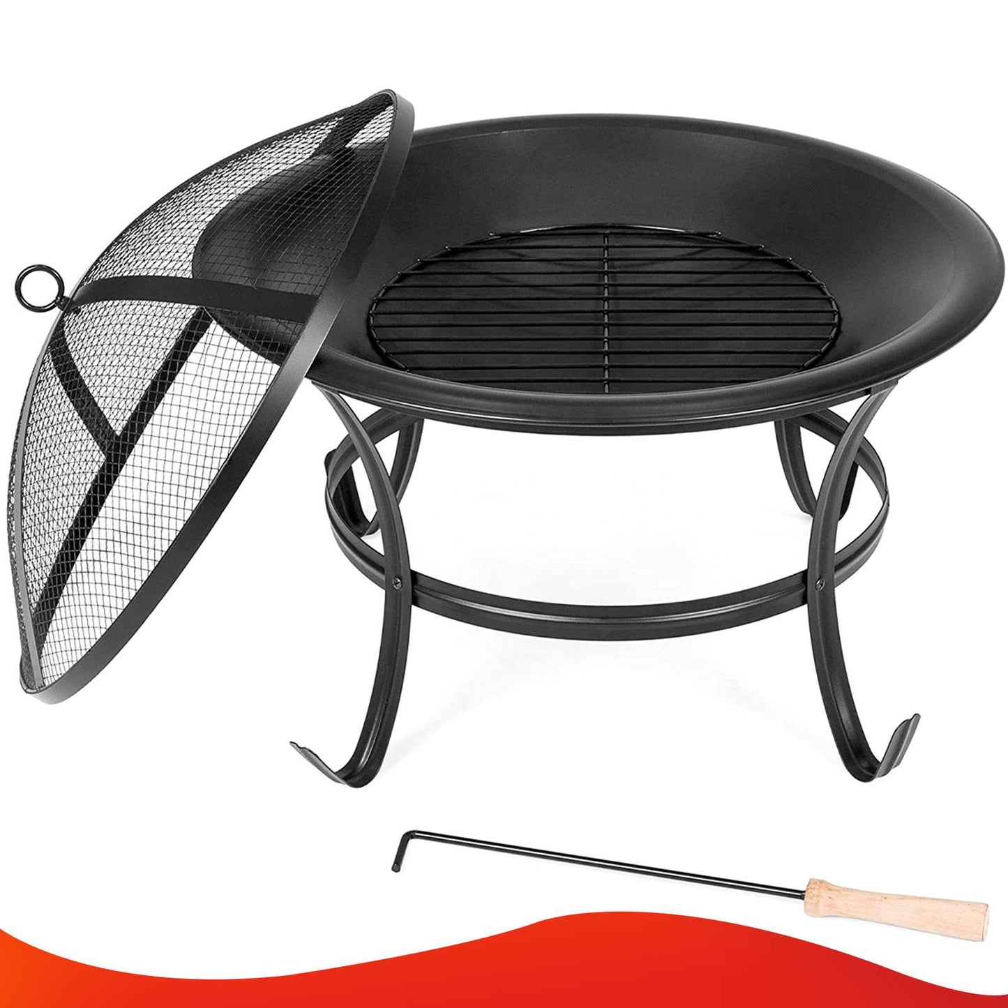 22 Inch Wood Burning Fire Pit for Camping, Picnic, Bonfires, Patio, Outside Backyard