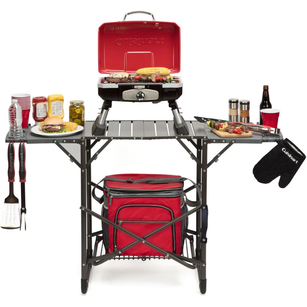 Aluminum Grill Stand with Adjustable Shelf, Camping Equipment, Multi-Tool Outdoor Camping