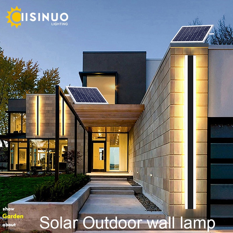 Solar LED Outdoor Lighting, Waterproof Long Wall Lamp for Garden, Porch, Villa, Courtyard, Balcony