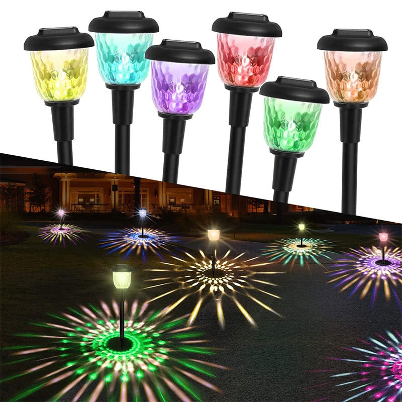 Dynamic Solar Garden Lights RGB Color Changing Pathway, Light Outdoor Waterproof Lawn Lamp Auto Light Sensing Landscape Lighting