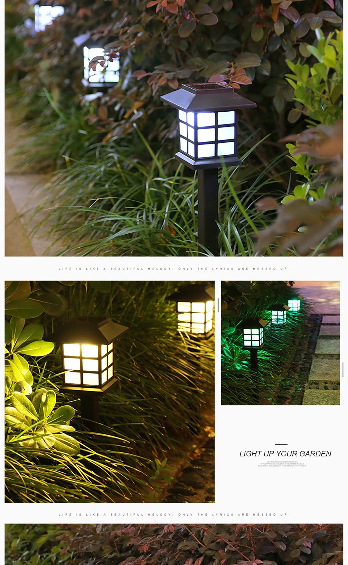 Outdoor Solar LED Lawn Light Pathway lamp Waterproof LED Night Lights for Garden Courtyard Park Landscape Decor