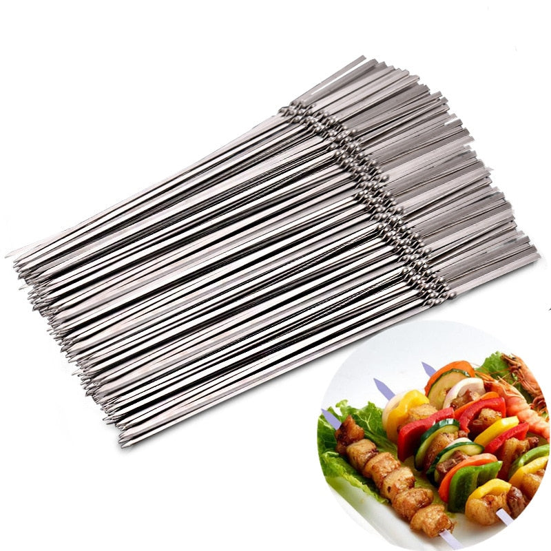 10PCS Barbecue Grill Sticks, Outdoor Camping Accessory & Kabob Stainless Steel Sticks