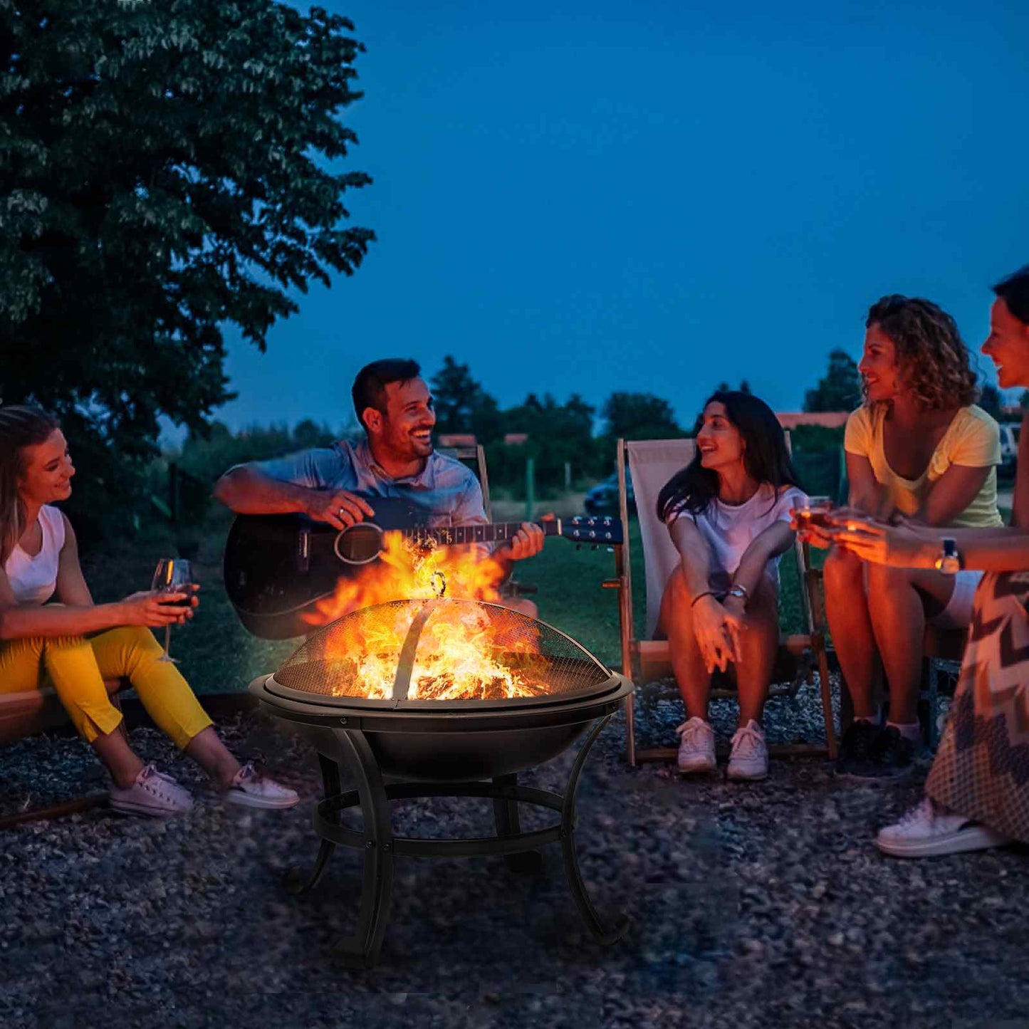 22 Inch Wood Burning Fire Pit for Camping, Picnic, Bonfires, Patio, Outside Backyard
