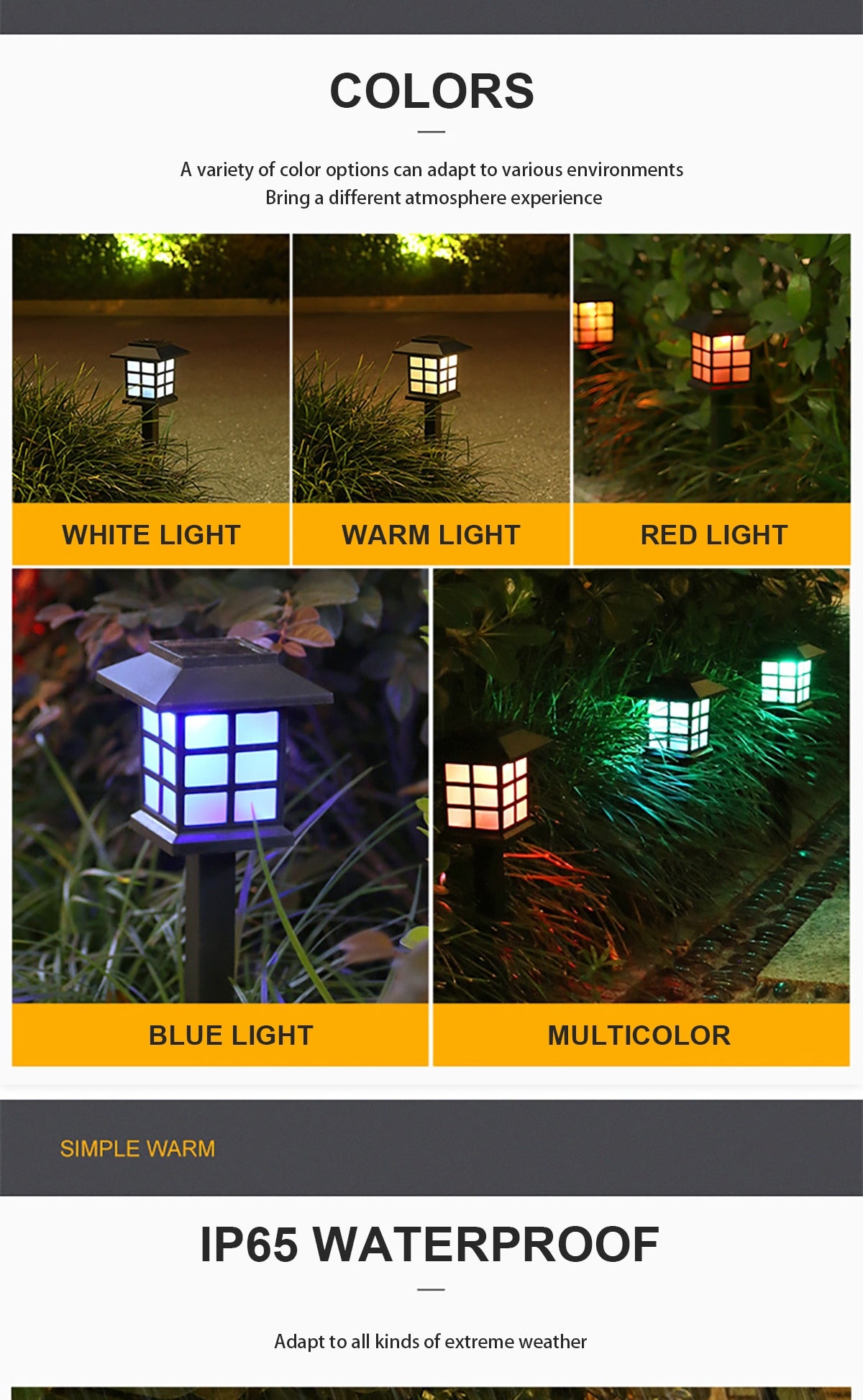 Outdoor Solar LED Lawn Light Pathway lamp Waterproof LED Night Lights for Garden Courtyard Park Landscape Decor