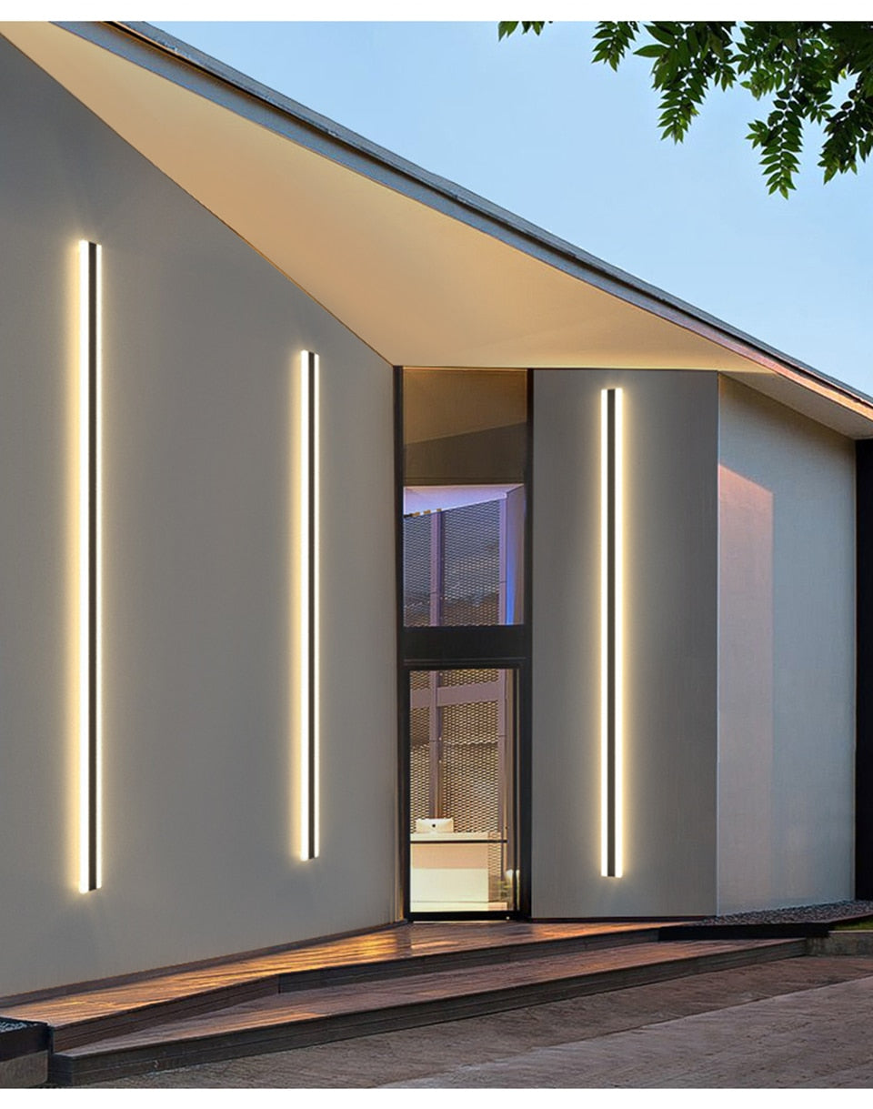 Solar LED Outdoor Lighting, Waterproof Long Wall Lamp for Garden, Porch, Villa, Courtyard, Balcony