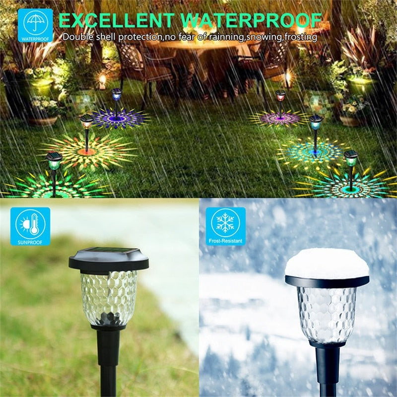 Dynamic Solar Garden Lights RGB Color Changing Pathway, Light Outdoor Waterproof Lawn Lamp Auto Light Sensing Landscape Lighting