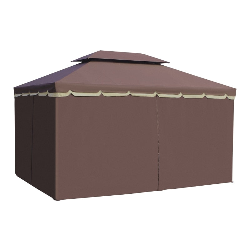12ft x 10ft Aluminum Gazebo with ventilated roof, 4 side curtains, 4 mosquito nets. Add EZ-Way Gazebo Magnetic Screen for Entry and Exit.