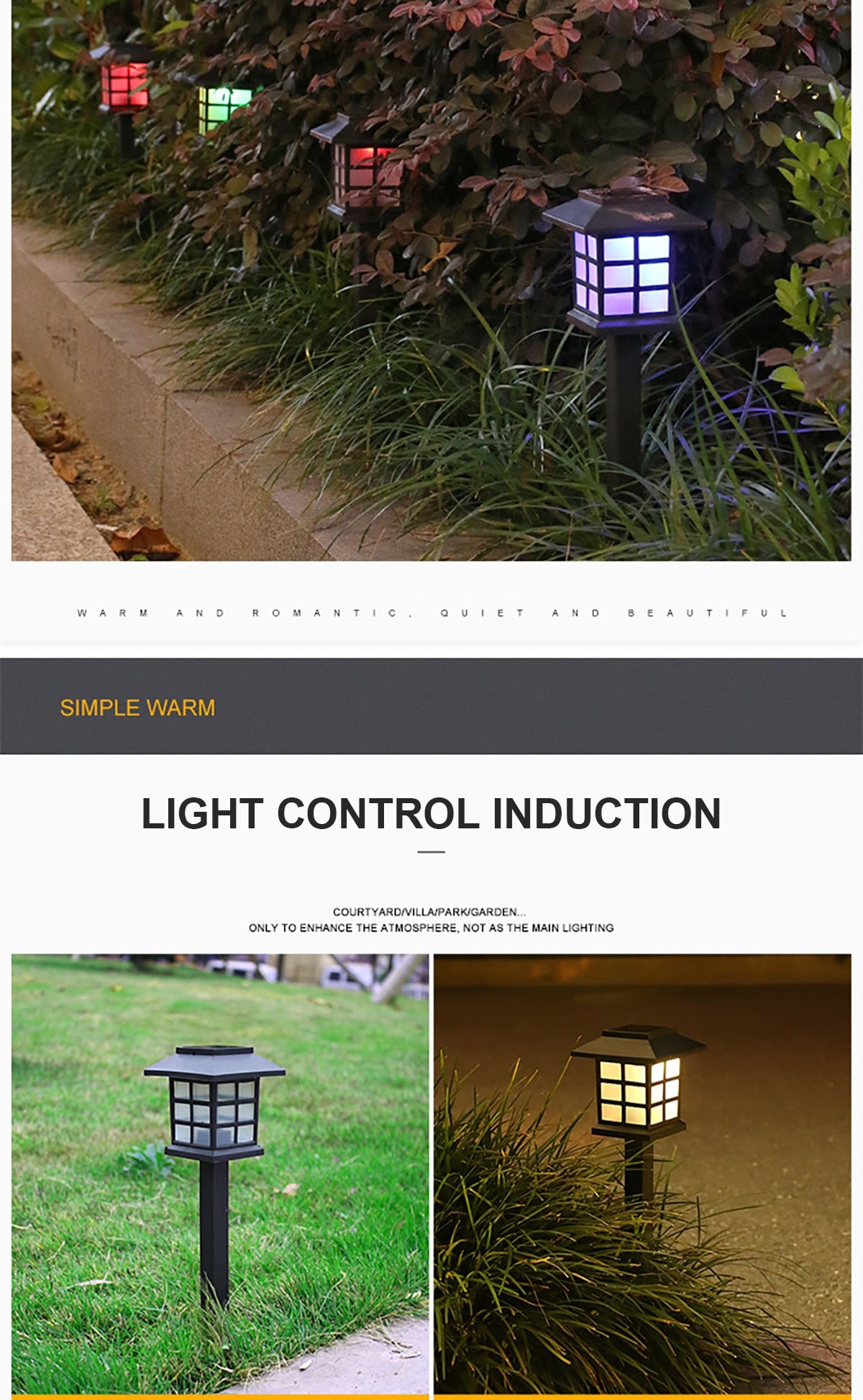 Outdoor Solar LED Lawn Light Pathway lamp Waterproof LED Night Lights for Garden Courtyard Park Landscape Decor