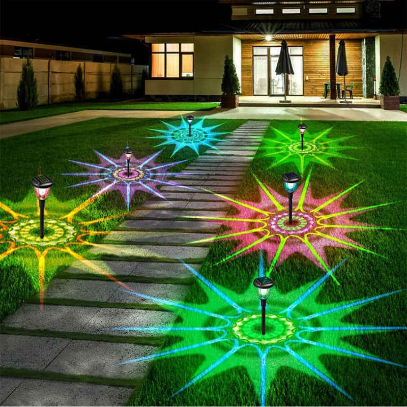 Dynamic Solar Garden Lights RGB Color Changing Pathway, Light Outdoor Waterproof Lawn Lamp Auto Light Sensing Landscape Lighting