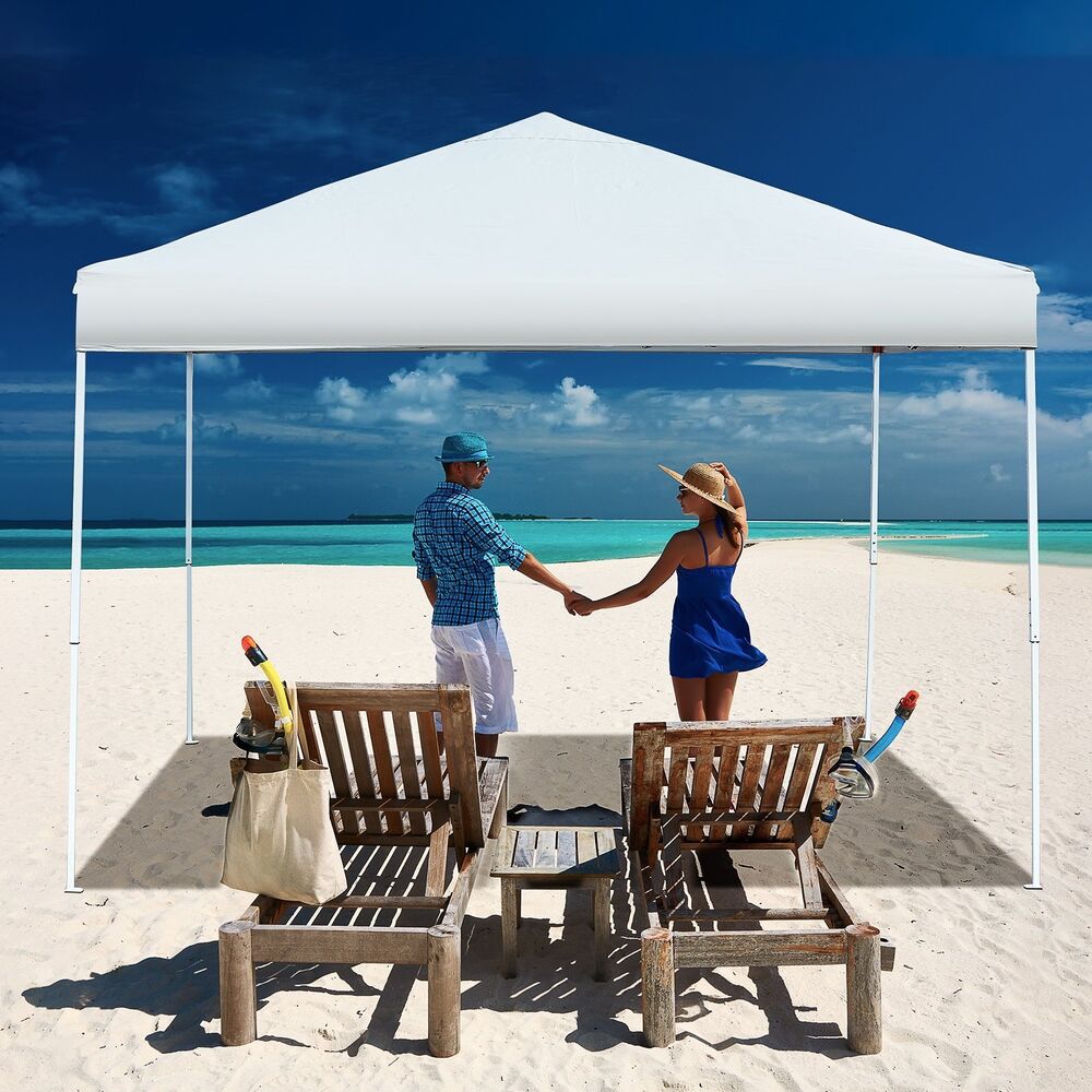 10 x10ft EZ Pop Up Gazebo Tent with Mesh Side Walls and Wheel Bag. Add Gazebo EZ-Way Magnetic Screen for easy Entry and Exit.