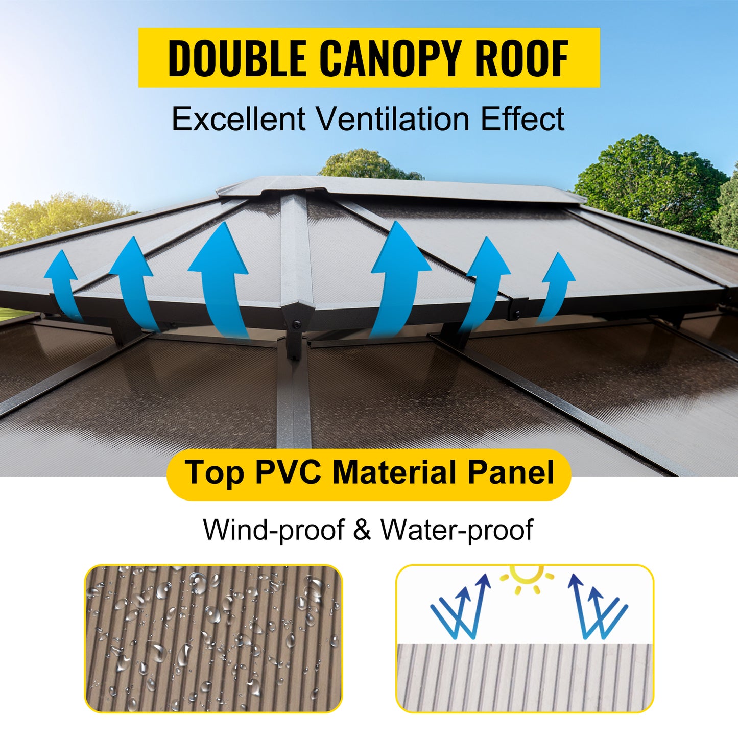 10'x10' or 10'x12' Gazebo Hardtop Canopy, Pair with the Gazebo EZ-Way Magnetic Screen for Easy Entry and Exit