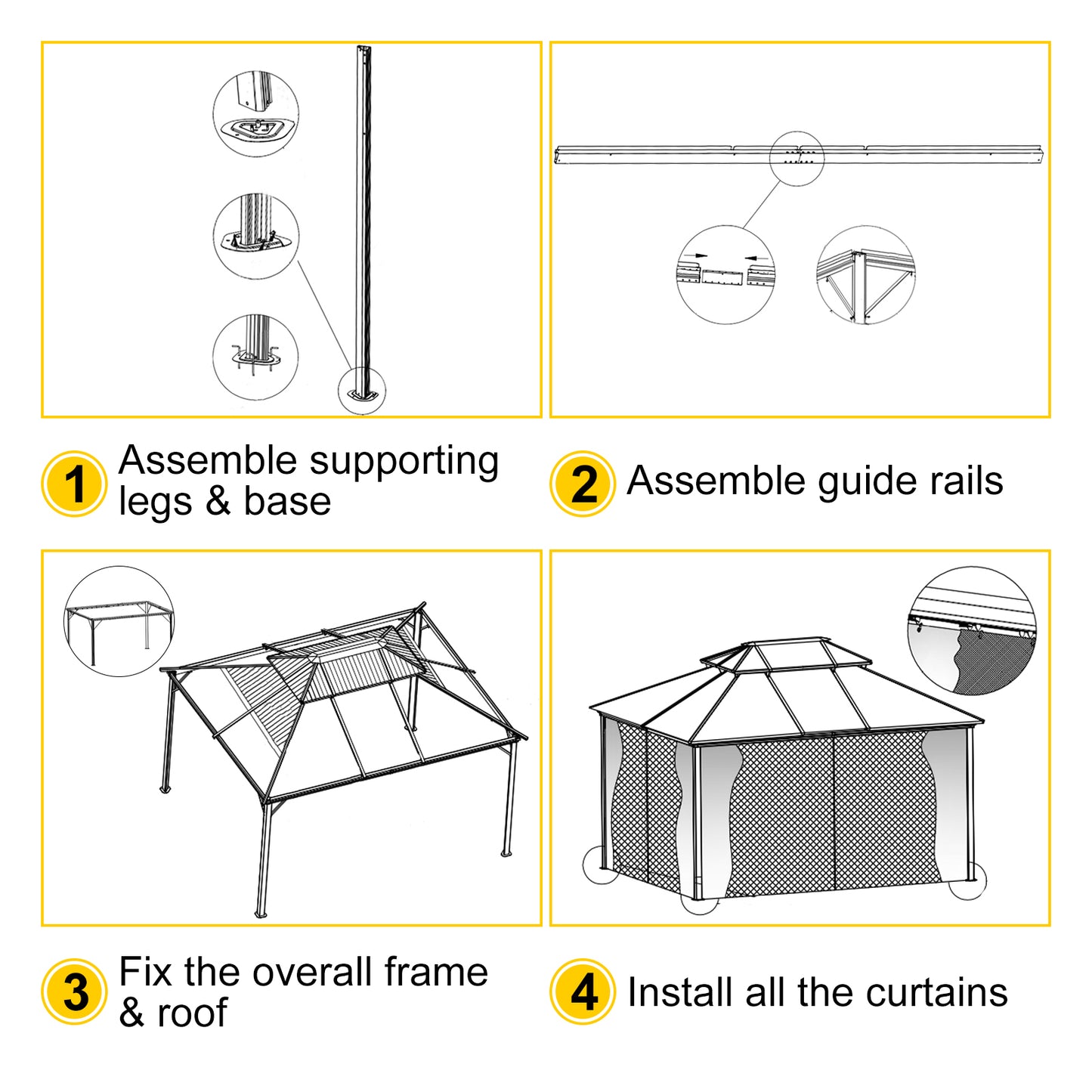 10'x10' or 10'x12' Gazebo Hardtop Canopy, Pair with the Gazebo EZ-Way Magnetic Screen for Easy Entry and Exit