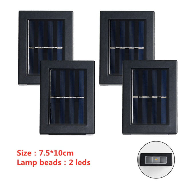 6 LED Solar Wall Lamp Outdoor Waterproof Up and Down Luminous Lighting Garden Decoration Solar Lights Stairs Fence Sunlight Lamp