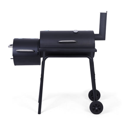 Outdoor Charcoal Grill with Offset Smoker/Wheels/Temperature Gauge
