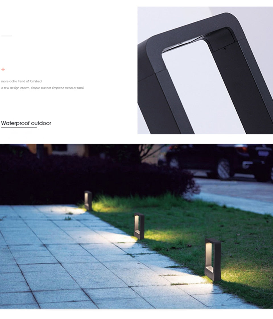 LED Garden Lights Lawn Lamp IP65 Waterproof 7W Modern Aluminum Pillar Light