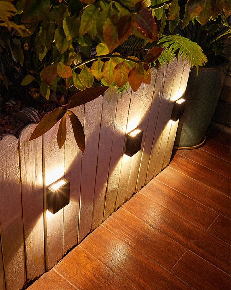 6 LED Solar Wall Lamp Outdoor Waterproof Up and Down Luminous Lighting Garden Decoration Solar Lights Stairs Fence Sunlight Lamp