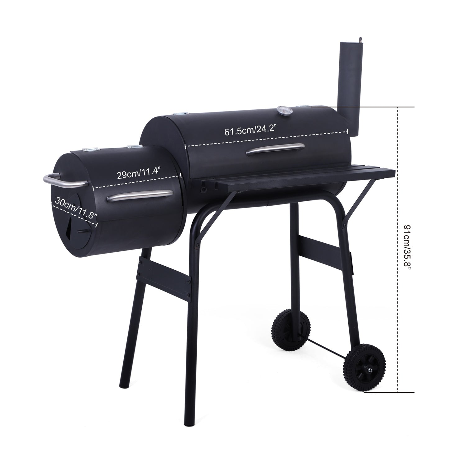 Outdoor Charcoal Grill with Offset Smoker/Wheels/Temperature Gauge