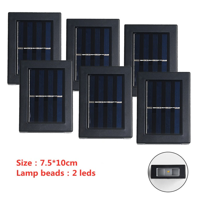 6 LED Solar Wall Lamp Outdoor Waterproof Up and Down Luminous Lighting Garden Decoration Solar Lights Stairs Fence Sunlight Lamp