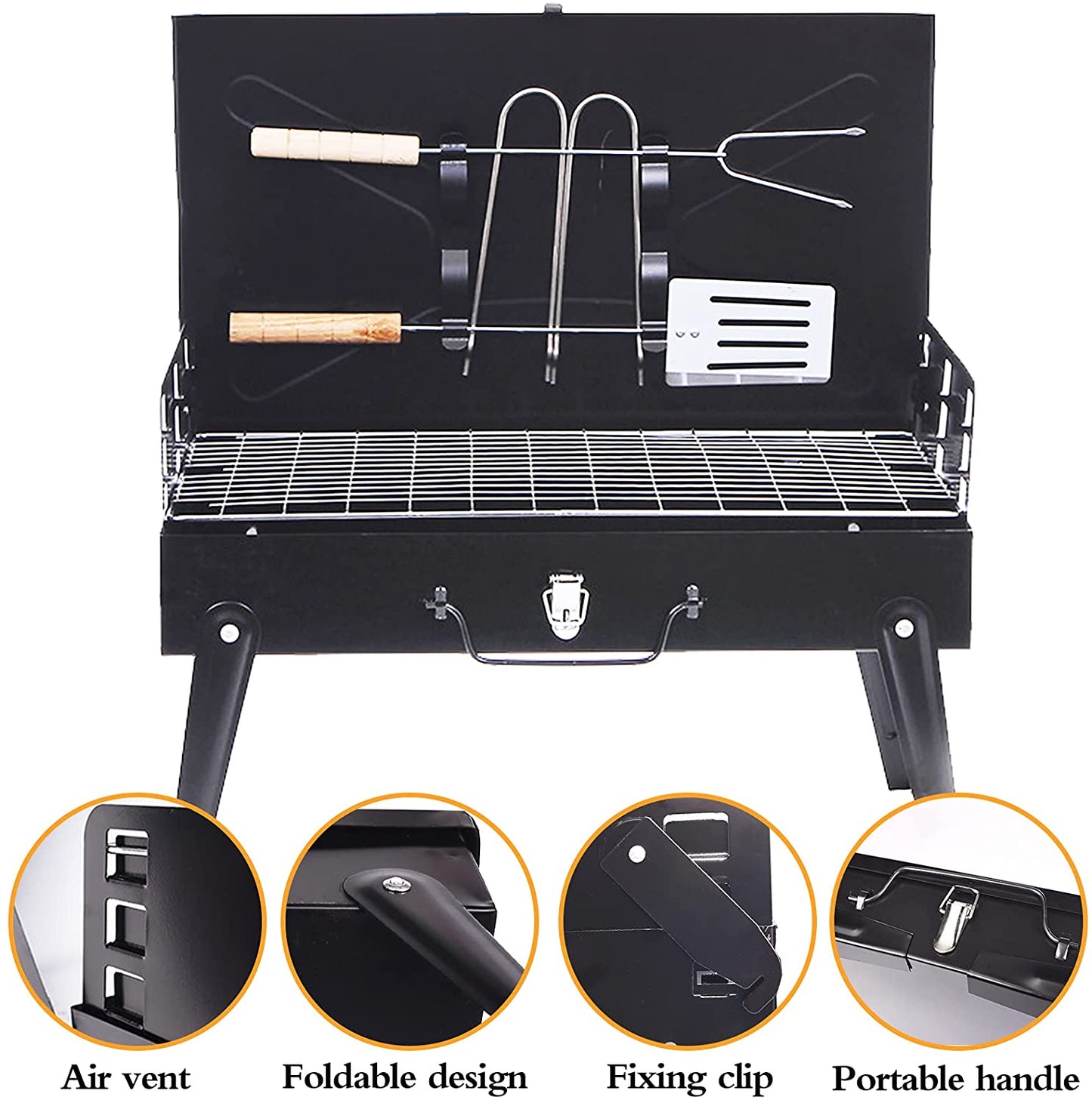 Outdoor Portable Charcoal Grill Folding Cassette & Portable BBQ, Picnic, Outdoor Camping