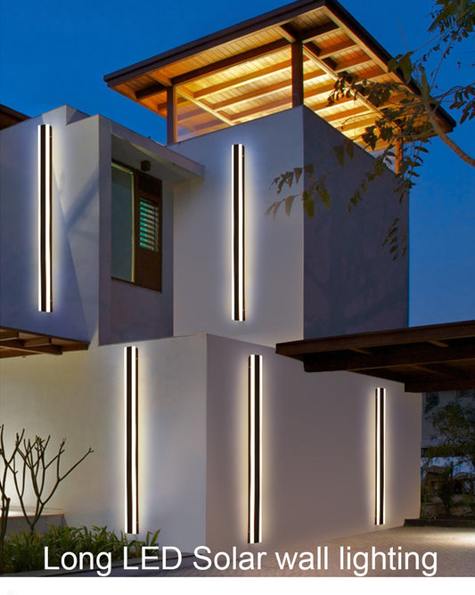 Solar LED Outdoor Lighting, Waterproof Long Wall Lamp for Garden, Porch, Villa, Courtyard, Balcony