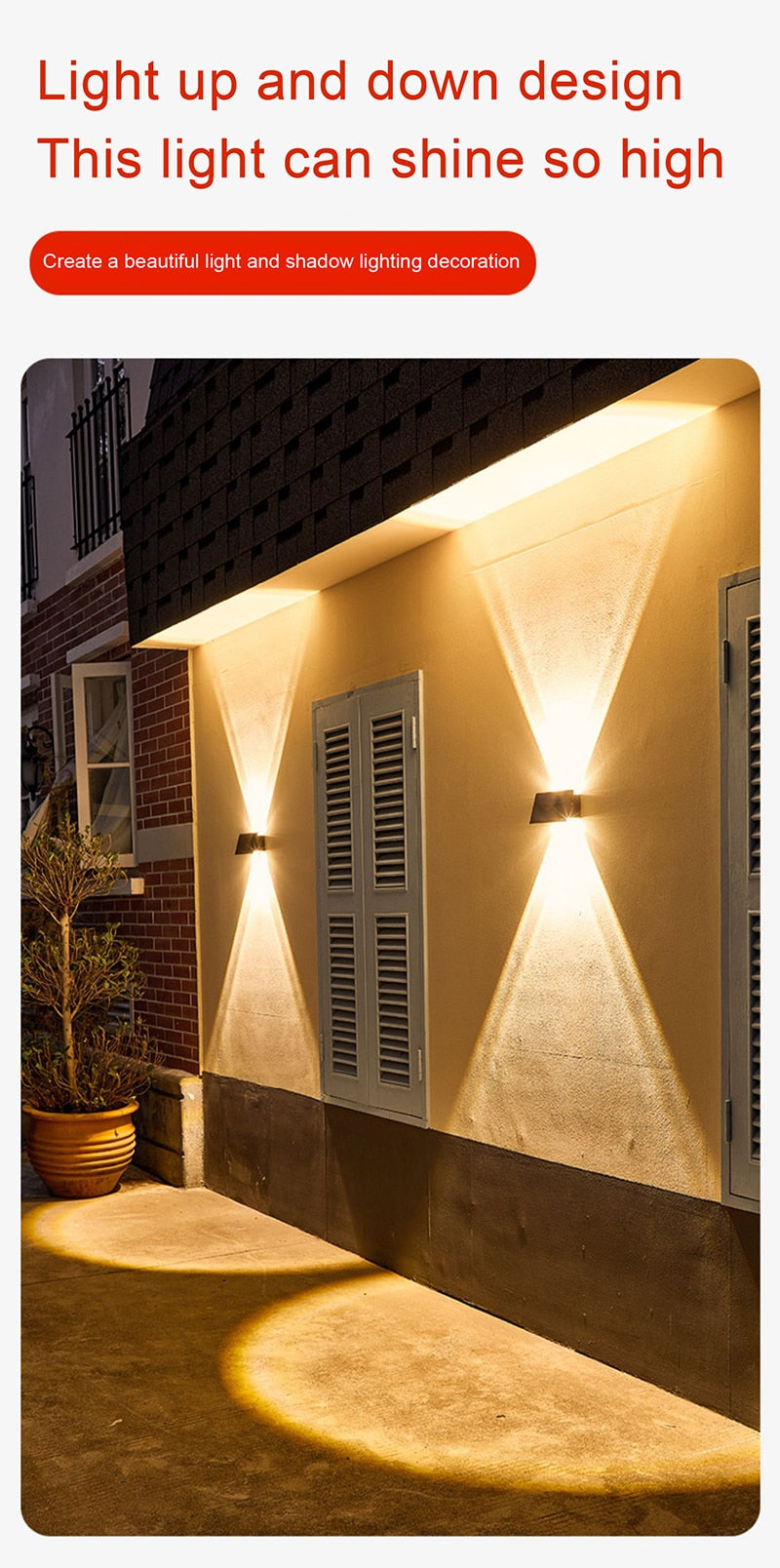 Solar LED Light Outdoor Lighting Garden Wall Lamp For Courtyard Street Landscape Spotlight Waterproof Sunlight Up and Down Lamp