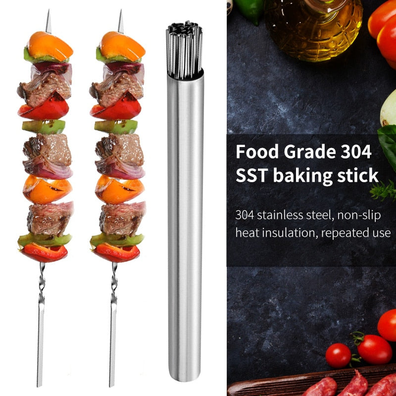 10PCS Barbecue Grill Sticks, Outdoor Camping Accessory & Kabob Stainless Steel Sticks