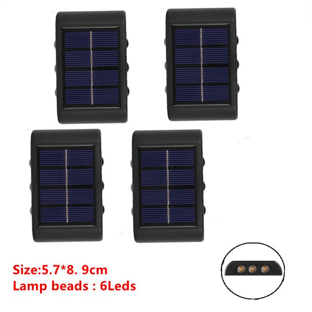 6 LED Solar Wall Lamp Outdoor Waterproof Up and Down Luminous Lighting Garden Decoration Solar Lights Stairs Fence Sunlight Lamp