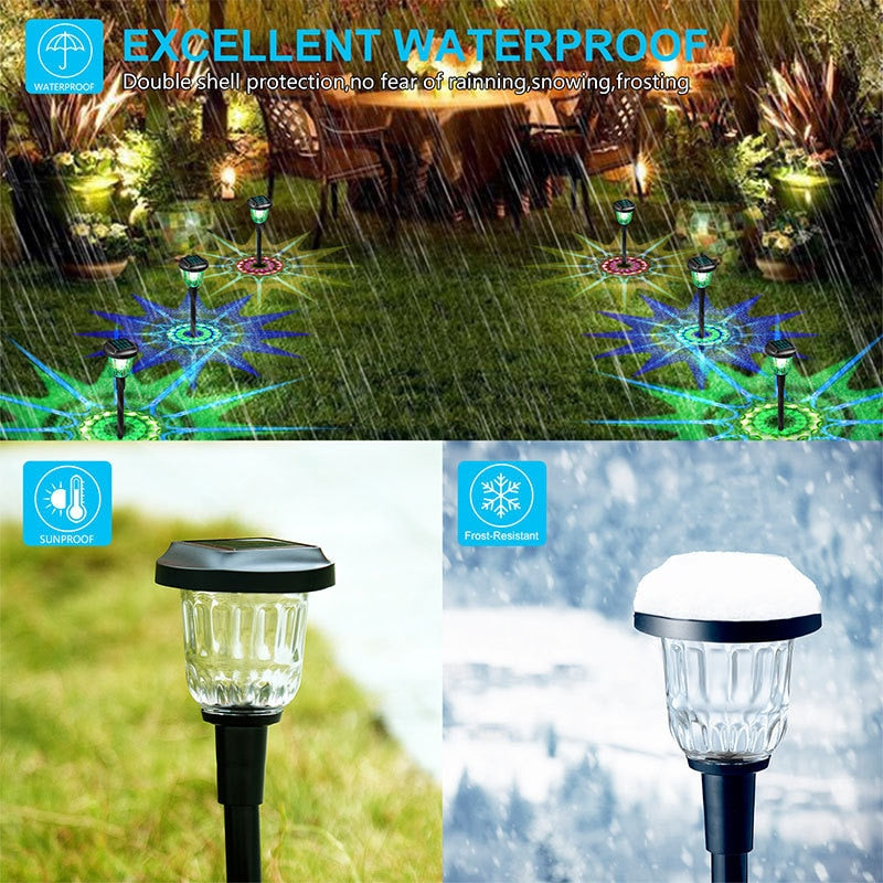 Dynamic Solar Garden Lights RGB Color Changing Pathway, Light Outdoor Waterproof Lawn Lamp Auto Light Sensing Landscape Lighting