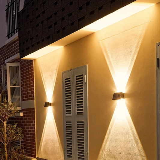 Solar LED Light Outdoor Lighting Garden Wall Lamp For Courtyard Street Landscape Spotlight Waterproof Sunlight Up and Down Lamp