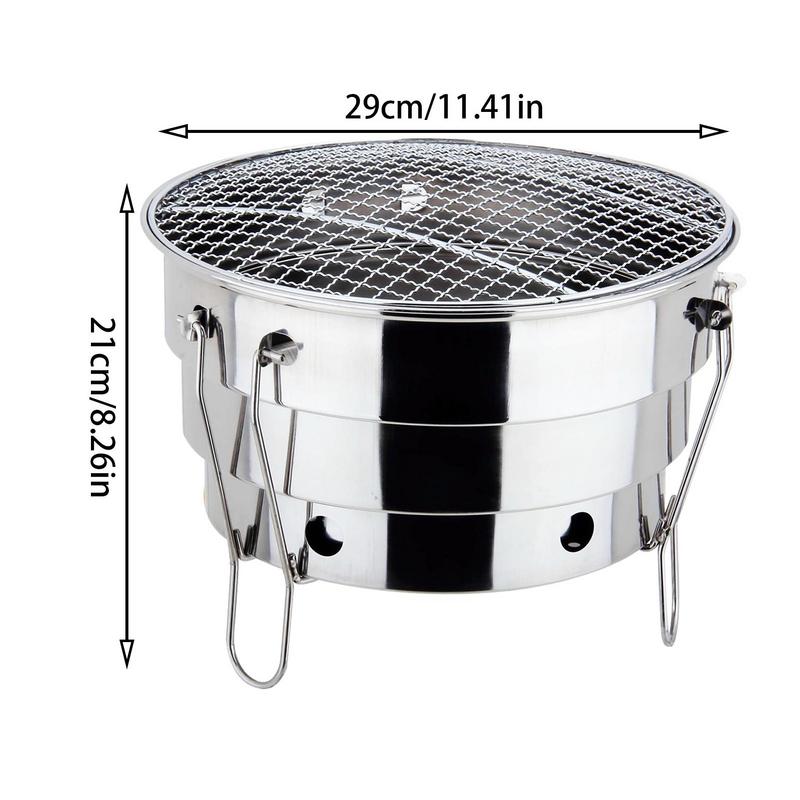 Portable BBQ Charcoal Grill Tabletop, Folding Stainless Steel, Indoor, Outdoor , Camping