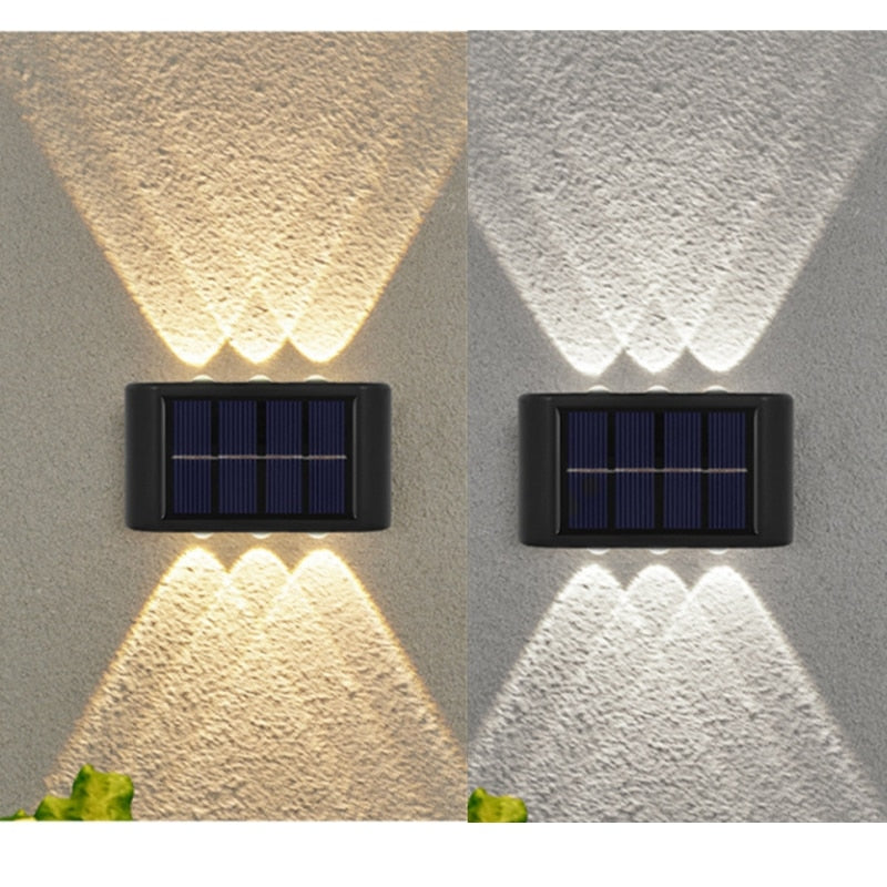 6 LED Solar Wall Lamp Outdoor Waterproof Up and Down Luminous Lighting Garden Decoration Solar Lights Stairs Fence Sunlight Lamp