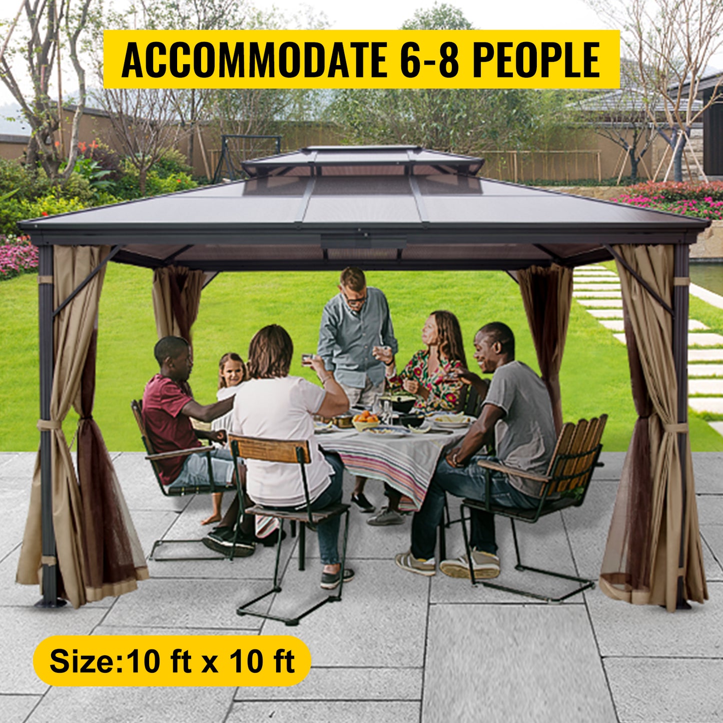 10'x10' or 10'x12' Gazebo Hardtop Canopy, Pair with the Gazebo EZ-Way Magnetic Screen for Easy Entry and Exit